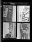Buses; Biggs Drug Store; Two Men with a Jar of Coins (4 Negatives) 1950, undated [Sleeve 23, Folder a, Box 20]